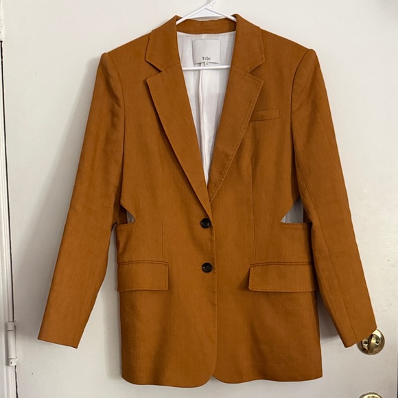 Tibi Jackets & Blazers - Tibi linen cut-out blazer in cinnamon size 10